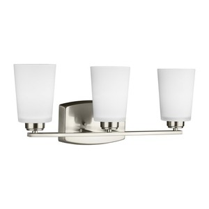 GL4428903962 Franport 3 Bulb Bathroom Lighting - Brushed Nickel