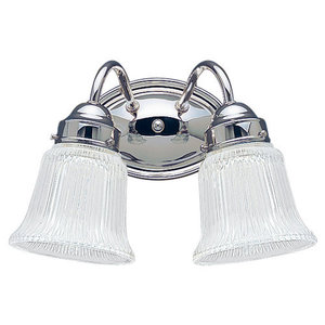 GL487105 Ribbed Glass 2 Bulb Bathroom Lighting - Chrome