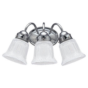 GL487205 Ribbed Glass 3 Bulb Bathroom Lighting - Chrome