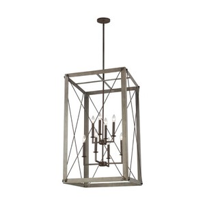 S6526308EN872 Thornwood Entrance / Foyer Pendant Light - Washed Pine / Weathered Iron