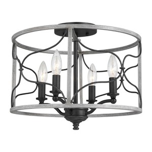 S7731504808 Carra Semi Flush Mount Ceiling Light - White Wash / Weathered Zinc