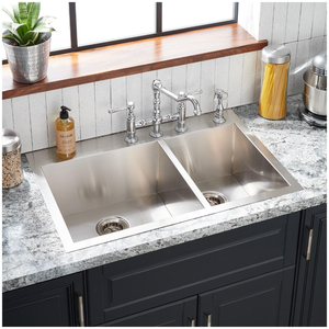 SHSKDMA2BZL4 Sitka Stainless Steel Dual Mount Double Bowl Kitchen Sink - Stainless Steel