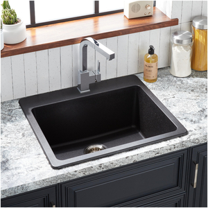 SHGR1B2522BL Totten White/Color Dual Mount Single Bowl Kitchen Sink - Black
