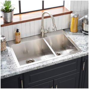SHSKDMA2BZL1 Sitka Stainless Steel Dual Mount Double Bowl Kitchen Sink - Stainless Steel