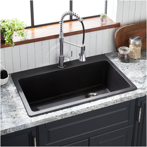 SHGR1B3322BL Totten White/Color Dual Mount Single Bowl Kitchen Sink - Black