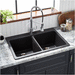 Signature Hardware SHGR2B3322BL Black Double Bowl Kitchen Sinks