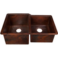  Hidalgo White/Color Dual Mount Double Bowl Kitchen Sink - Black Copper